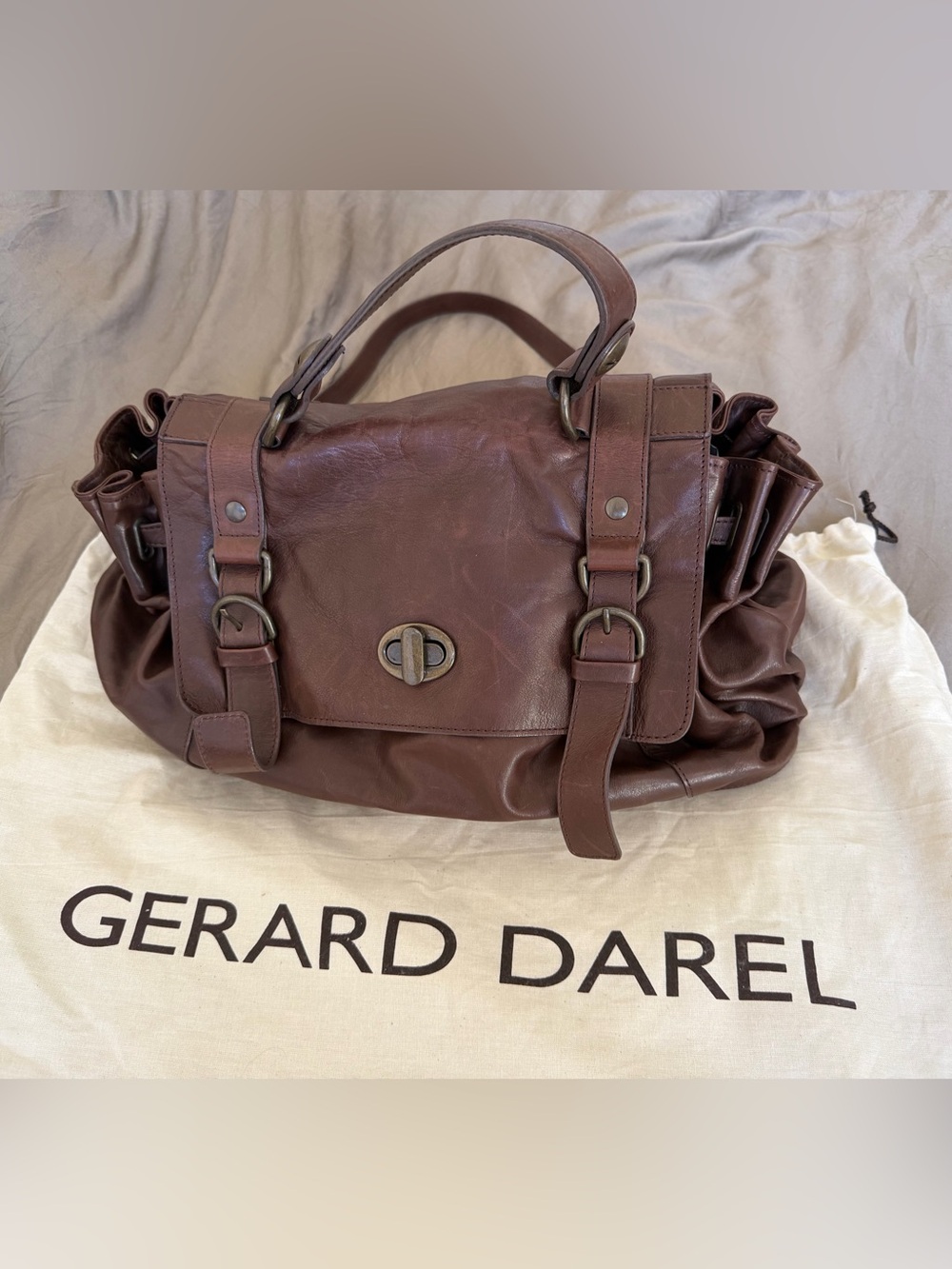 Gerard Darel Chocolate Brown Leather Satchel EUC